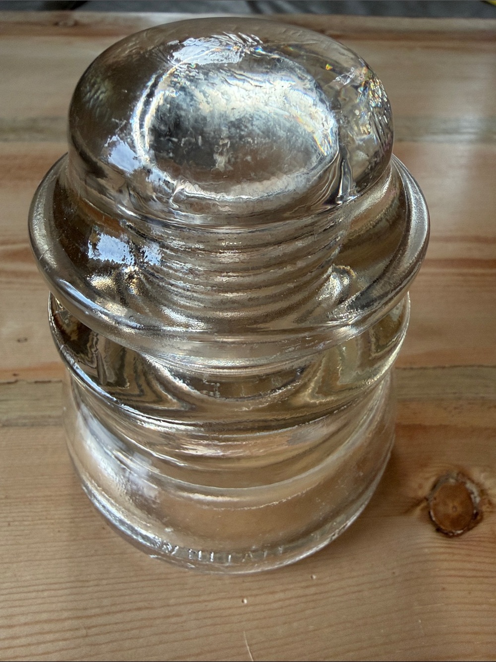 Vintage Clear Glass Electrical Pole Insulator - Collectible from the 1900’s- USA